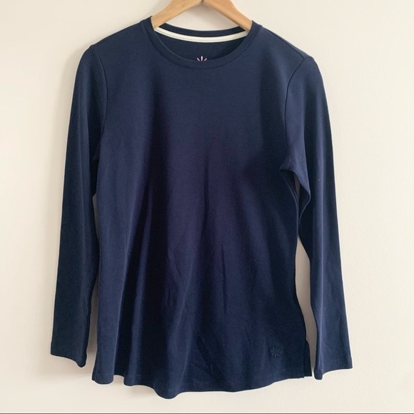 Nwt ISAAC MIZRAHI Live! Essentials Pima Cotton Crew Neck Knit T Shirt Top Blue - Picture 2 of 11